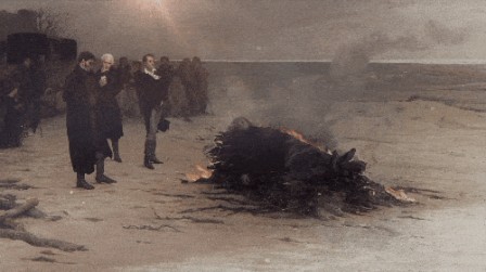 Louis Édouard Fournier The Funeral of Shelley 1889.gif