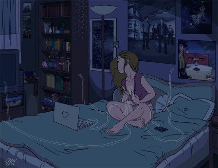 fille connectée.gif