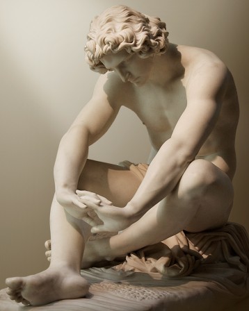 Le Désespoir c.1869 by Jean-Joseph Perraud 1819–1876 French sculptor Musée d'Orsay Paris marble du désespoir d'avoir un beau brushing quand il pleut.jpg, févr. 2024