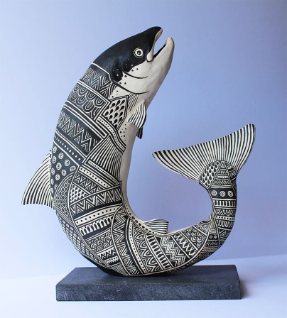 Sarah Farrelly Ceramic Sculpture heureux comme un poisson