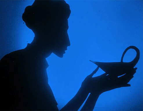Die Abenteuer des Prinzen Achmed (The Adventures of Prince Achmed). (1926, Germany). Dir Lotte Reiniger génie de la lampe les voeux de la nuit.gif, juin 2021