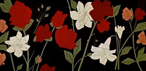 Dikie Lebedi Wild Swans 1962 flowers soviet vintage Michael Tsekhanovsky Vera Tsekhanovsky Soyuzmultfilm.gif, fév. 2020