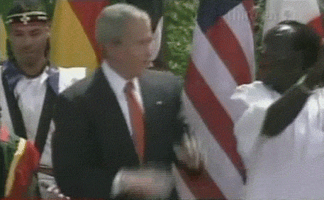 George Bush les mains en l'air.gif, avr. 2020