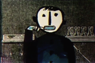 Jan Lenica et Henri Gruel. Monsieur Tête 1959 le brossage des dents.gif