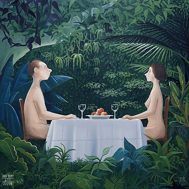 Joel Remy Pierre Rouillon dîner au jardin d'Eden.gif, juin 2020