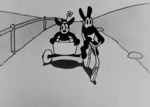 Oswald the Lucky Rabbit in Oh Teacher (1927) vélo side-car.gif, avr. 2021