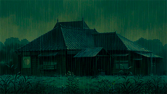Rainy day — My Neighbor Totoro となりのトトロ (1988) la maison sous la pluie.gif, juin 2021