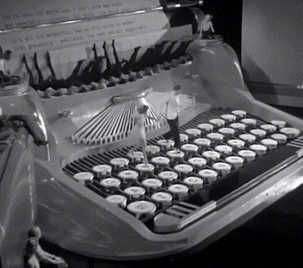Ruby Keeler &amp; Lee Dixon dance on a giant typewriter in Ready, Willing &amp; Able (1937) danse machine à écrire.gif, avr. 2021