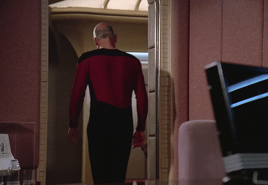 Star Trek The Next generation s02e11 Picard Patrick Stewart quitter 2023 dans le calme en file indienne.gif, déc. 2023