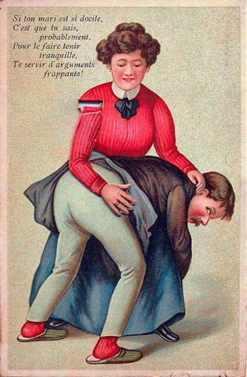 early 1900s French mechanical postcard fessée française french spanking.gif, nov. 2020