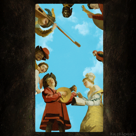 kiszkiloszki Musical Group on a Balcony by Gerrit van Honthorst 1622 bonjour les confinés.gif, mar. 2020
