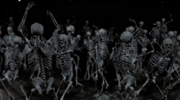 mort danse squelettes personnes ne nous empêchera de faire la fête pour le réveillon de la saint-Sylvestre.gif, déc. 2020