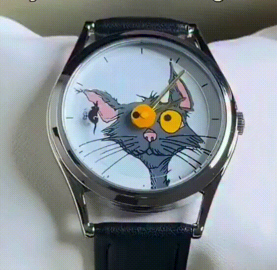 montre l'heure du chat la course sans fin des souris l'oeil sur la trotteuse