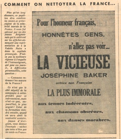 Eric Zemmour 1934 À la page hebdo catholique pour la jeunesse hommage à Josephine Baker.jpg, déc. 2021