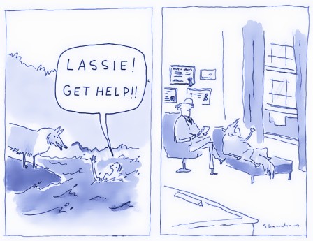 Lassie Get Help New Yorker cartoonist Danny Shanahan psychanalyse pour chien.jpg, déc. 2022