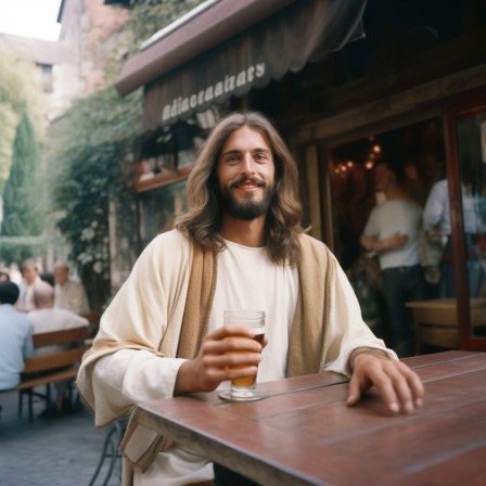 Régis Gonzalez Jésus buvant une bière.jpg, nov. 2023