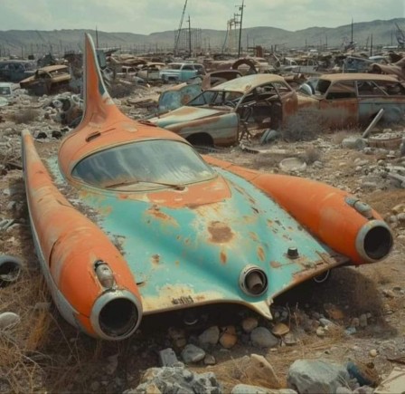 cimetière de voitures les ruines de Steampunk City