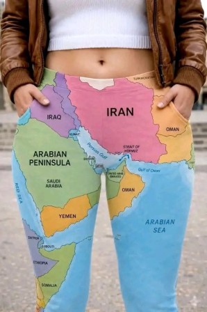 leggings originaux imprimés avec une carte géographique géographie et anatomie comment intéresser les élèves au Moyen-Orient  et dans le détroit d'Ormuz