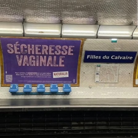 métro Filles du Calvaire Paris publicité Naturalia ménopause sécheresse vaginale le calvaire des femmes à l'approche de l'hiver