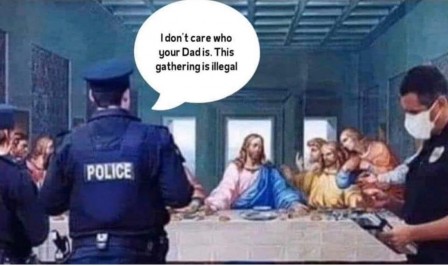 Jésus et le coronavirus descente de police durant la cène.jpg, avr. 2020