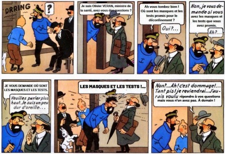 On a trouvé des masques sur la lune Tintin et le professeur Olivier Veran.jpg, avr. 2020