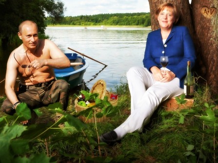 Poutine et Merkel le déjeuner sur l'herbe.jpg, nov. 2019