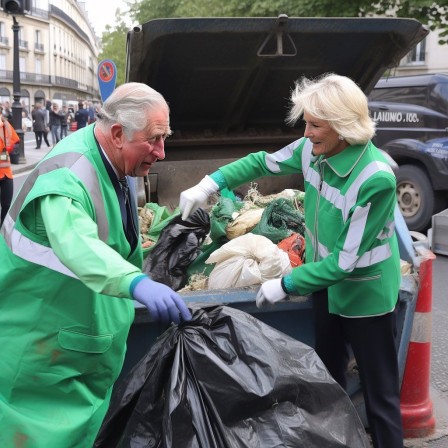 le roi Charles III vidant les poubelles à Paris.jpg, mars 2023
