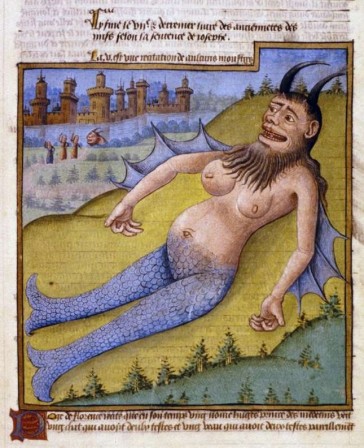 A Dalmatian Sea Monster, an illustration by Poggio Bracciolini, added to a copy of Le Miroir du Monde, mid-15th century la sirène.jpg, déc. 2020