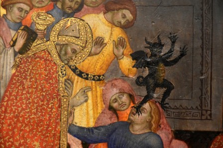 Details of paintings from the collection of the Pinacoteca of San Gimignano, Tuscany 14th-15th century le diable.jpg, nov. 2020