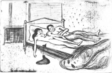 Edvard Munch, The Dead Lovers, 1901, Etching les amants morts.jpg, sept. 2020