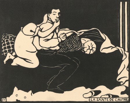 Félix Vallotton The Other’s Health La Sante de l'autre from Intimacies Intimités 1897 Cinq heures bonne année bonne santé.jpg, janv. 2021