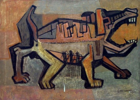 Gilberto Aceves Navarro Dog  oil on panel 1957 sortir le chien.jpg, juil. 2021