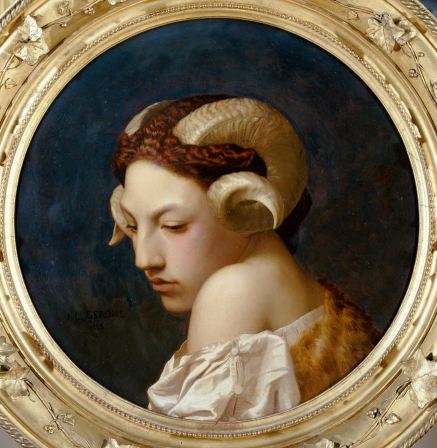 Head of a Woman with the Horns of a Ram (1853), by Jean Léon Gérôme.png, déc. 2020