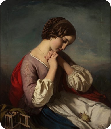 Henri Guillaume Schlesinger Heinrich Wilhelm Schlesinger 1814-1893 jeune fille à l'oiseau mort benedicite.jpg, mars 2023