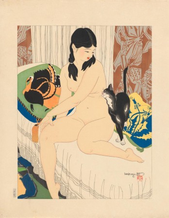 Ishikawa Toraji Ten types of female nudes Rajo Jusshu series 1934 la caresse du chat.jpg, août 2021