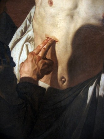 Le Caravage l'incrédulité de saint Thomas deux doigts coupe faim.jpg