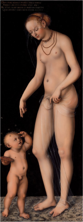 Lucas Cranach the Elder Venus with Amor the honey thief after 1537 Cupidon voleur de miel le signe de la main.png, déc. 2020