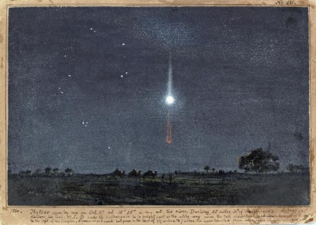 Ludwig Becker 1808-1861 Watercolor of a Meteor météorite bonne nuit.jpg