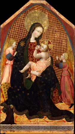 Madonna and Child with Two Angels and a Donor Giovanni di Paolo ca. 1445 le sein de la vierge Marie.jpg, avr. 2021
