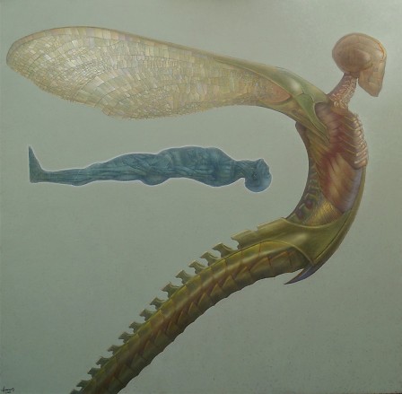 Michel Henricot 1936-2022 The Traveller Blue oil on canvas 2005