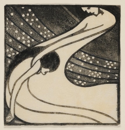 Mileva Roller Two Intertwined Female Figures early 1900s woodcut deux figures féminines entrelacées debout ma soeur.jpg, juin 2023