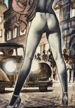 Milo Manara né en 1945 pleins phares une femme nue de la rue érotisme.jpg, mai 2021