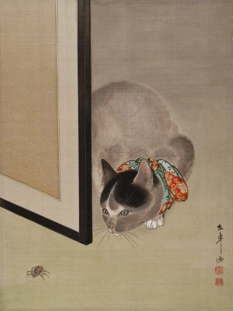 Oide Toko Cat Watching a Spider 1888-92 Ink and color on silk les choses intéressantes.jpg, juin 2023