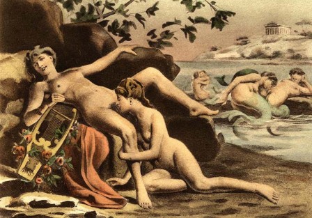 Paul Avril Sappho ill. pour De Figuris Veneris 1906 cunnilingus lesbienne bisou les filles.jpg, déc. 2023