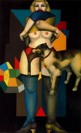 Richard Lindner Untitled no. 1,oil on canvas 1970s la femme au chien.jpg, janv. 2024