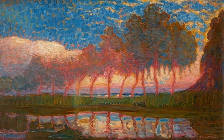 Row of Eleven Poplars in Red Yellow Blue and Green 1908 by Piet Mondrian rangez vos peupliers.jpg, juil. 2021