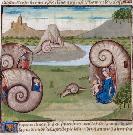 Sustainable architecture Le secret de l'histoire naturelle France ca 1480-1485 BnF Français 22971 fol. 60v escargot.jpg, juin 2021