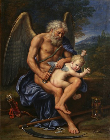 Time clipping Cupid's wings by Pierre Mignard 1694 Cronos coupant les ailes de Cupidon amour.jpg, nov. 2023