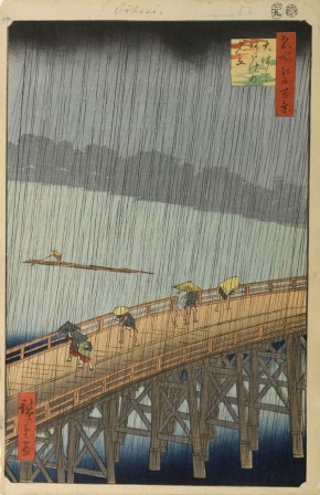 Utagawa Hiroshige Sudden Shower Over Shin-Ohashi Bridge and Atake 1857 pluie averse soudaine.jpg, déc. 2020