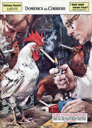 Walter Molino coq et poules qui fument cigarette expérimentation animale.jpg, janv. 2023